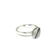 Cowrie Ring, Oxidised Silver (Single shell)