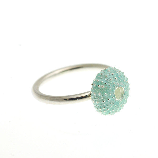 Enamelled Silver Urchin Ring (Blue)