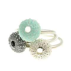 Enamelled Silver Urchin Ring (Blue)