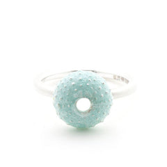 Enamelled Silver Urchin Ring (Blue)