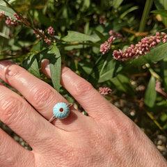 Enamelled Silver Urchin Ring (Blue)