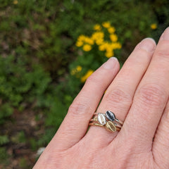 Cowrie Ring with Tiny Single shell, Oxidised Silver