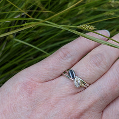 Cowrie Ring with Tiny Single shell, Oxidised Silver