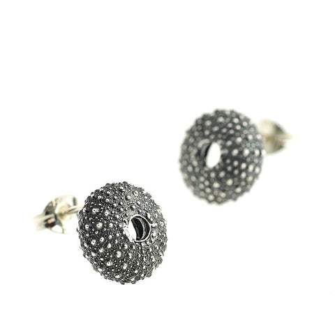 Oxidised Silver Urchin Stud Earrings