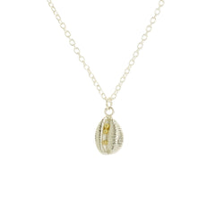 Cowrie Necklace, Silver with 18ct Gold Grains
