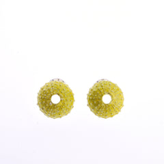 Enamelled Silver Urchin Stud Earrings (Green)