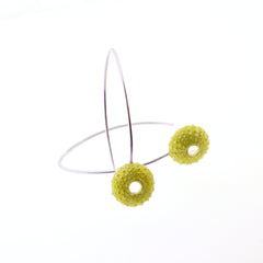 Enamelled Silver Urchin Hook Earrings (Green)