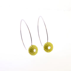 Enamelled Silver Urchin Hook Earrings (Green)